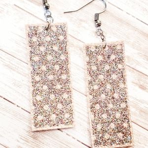 Sparkly Pink Faux Leather Earrings
